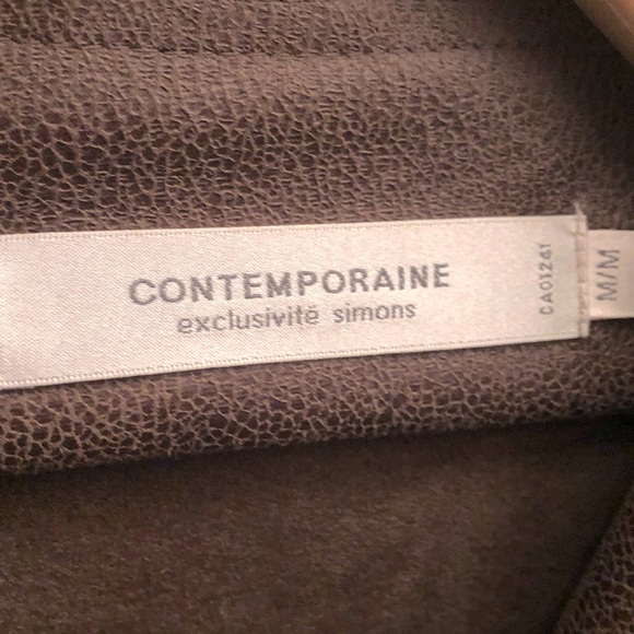 Olive soft open jacket in leather-like material size M - Picture 2 of 4